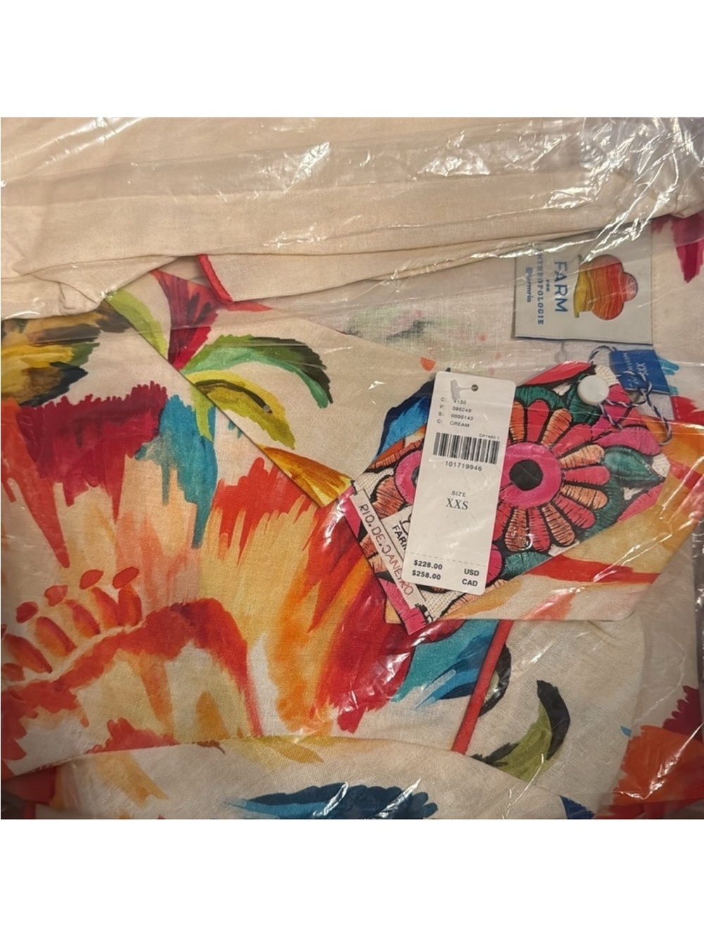 FARM Rio Cream Mini Dress with Orange, Red & Teal Floral Print - Picture 5 of 6